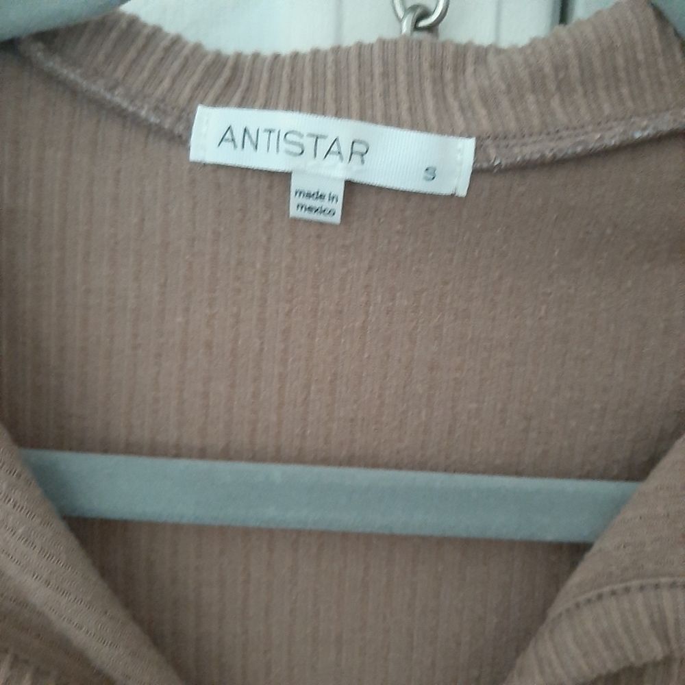 ANTISTAR Rib Fitted Dress Brown Tan Small - Picture 3 of 7